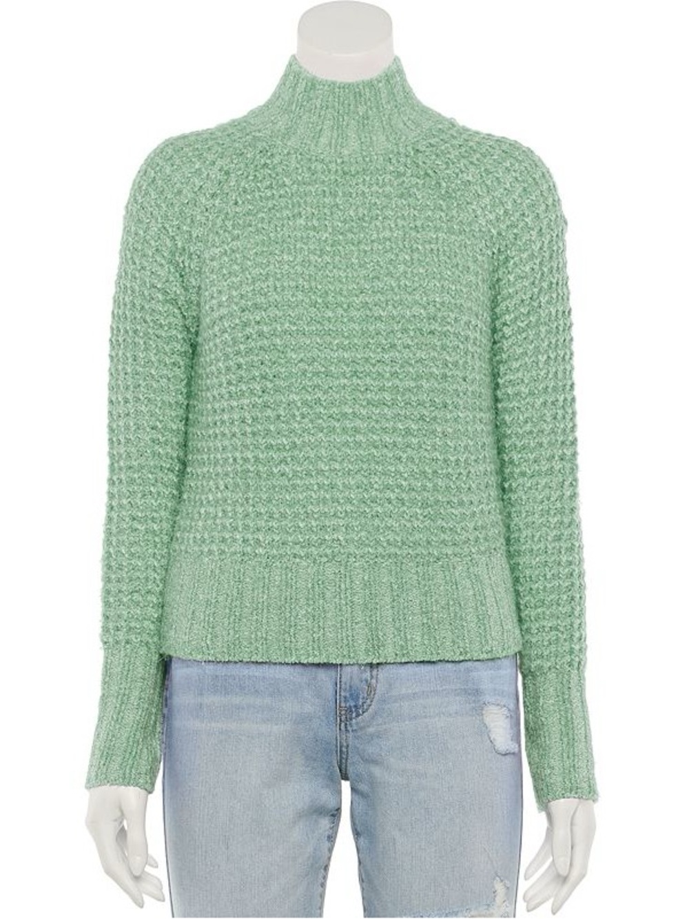 SO Irish Moss Mock Neck Knit Sweater